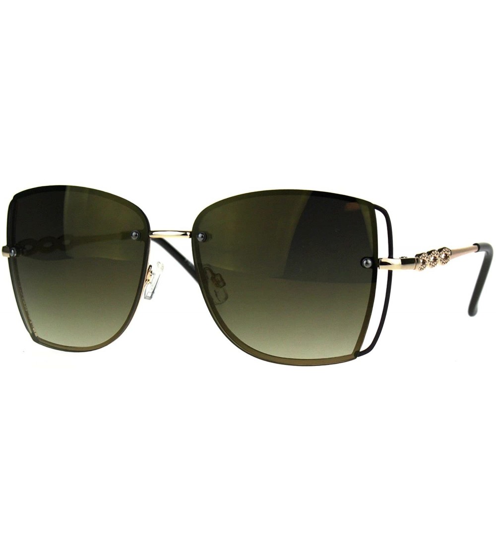 Square Womens Fashion Sunglasses Square Rims Behind Lens Frame UV 400 - Gold Brown - CR188WQEGN3 $21.90