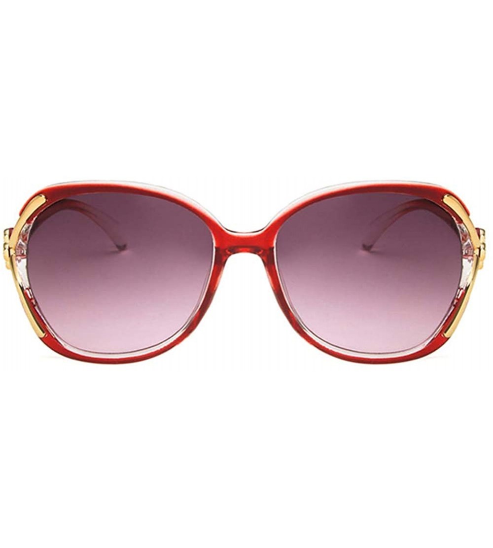 Oval Women Sunglasses Retro Red Drive Holiday Oval Non-Polarized UV400 - CL18RH6RHS9 $17.77