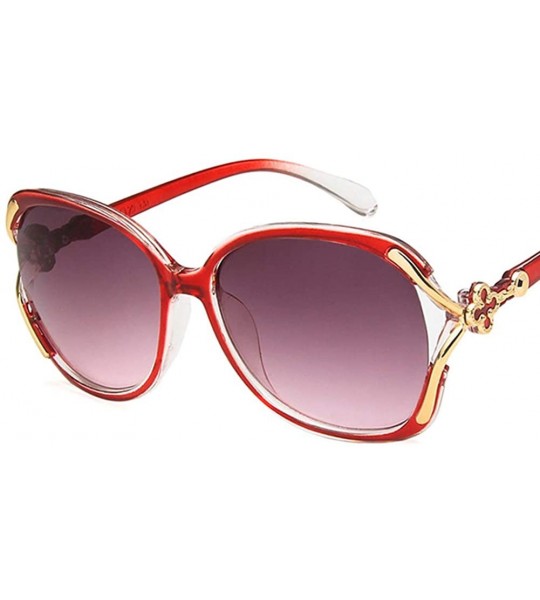 Oval Women Sunglasses Retro Red Drive Holiday Oval Non-Polarized UV400 - CL18RH6RHS9 $17.77