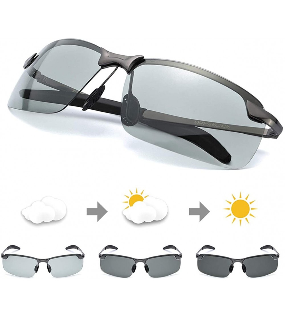 Sport Men's Photochromic Sunglasses with Polarized Lens for Outdoor 100% UV Protection- Anti Glare- Reduce Eye Fatigue - CJ18...