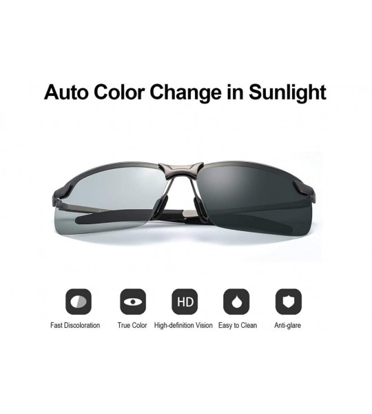 Sport Men's Photochromic Sunglasses with Polarized Lens for Outdoor 100% UV Protection- Anti Glare- Reduce Eye Fatigue - CJ18...