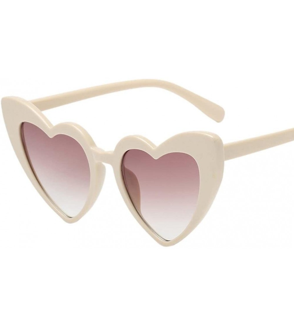 Square Women Retro Fashion Heart-shaped Shades Sunglasses Integrated UV Glasses - G - CN18C0XSR9T $16.83