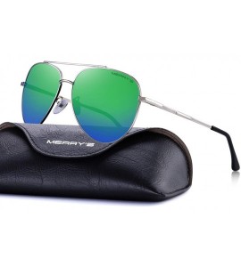 Aviator Mens Polarized Sunglasses for Women Aviation Frame HD Polarized Sun glasses for Men Driving S8138 - Green Mirror - C2...