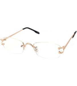 Oval Clear Lens Glasses Unisex Designer Fashion Oval Rimless Metal Frame - Gold - CK195I5SQAY $21.68