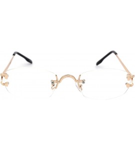 Oval Clear Lens Glasses Unisex Designer Fashion Oval Rimless Metal Frame - Gold - CK195I5SQAY $21.68