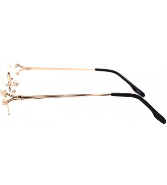 Oval Clear Lens Glasses Unisex Designer Fashion Oval Rimless Metal Frame - Gold - CK195I5SQAY $21.68