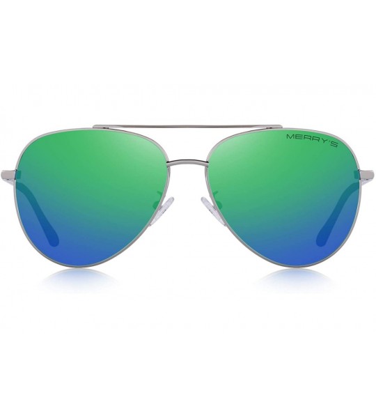 Aviator Mens Polarized Sunglasses for Women Aviation Frame HD Polarized Sun glasses for Men Driving S8138 - Green Mirror - C2...