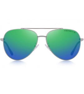 Aviator Mens Polarized Sunglasses for Women Aviation Frame HD Polarized Sun glasses for Men Driving S8138 - Green Mirror - C2...