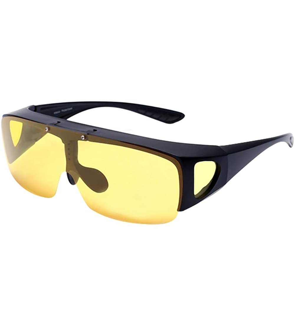 Rectangular Polarized Sunglasses/Night Vision Glasses Fit Over Prescription Glasses - Yellow - Night Vision Glasses - CZ18RG7...