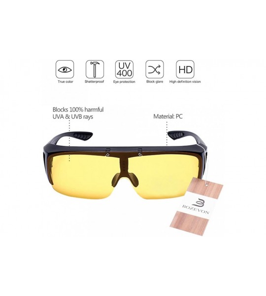 Rectangular Polarized Sunglasses/Night Vision Glasses Fit Over Prescription Glasses - Yellow - Night Vision Glasses - CZ18RG7...