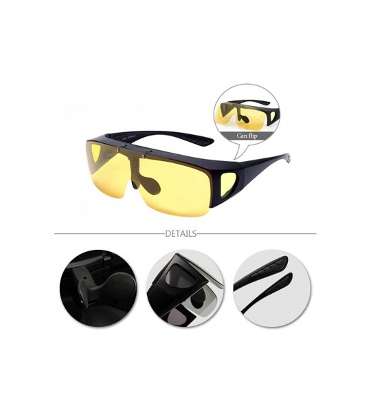 Rectangular Polarized Sunglasses/Night Vision Glasses Fit Over Prescription Glasses - Yellow - Night Vision Glasses - CZ18RG7...