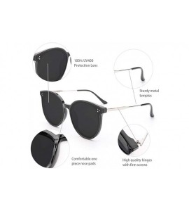 Cat Eye Oversized Cateye Polarized Sunglasses for Women Retro Trendy Round Shades - Black Frame/Grey Lens - CE18RI04LK3 $27.30