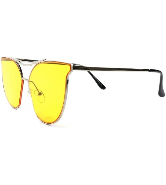 Cat Eye Modern Elegant Design Classic Style Cat Eye Frame Womens Sexy Sunglasses - Silver / Yellow - C218934D962 $23.64