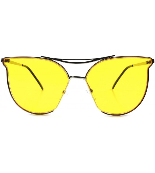 Cat Eye Modern Elegant Design Classic Style Cat Eye Frame Womens Sexy Sunglasses - Silver / Yellow - C218934D962 $23.64