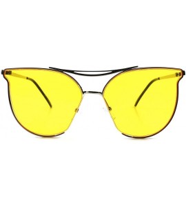 Cat Eye Modern Elegant Design Classic Style Cat Eye Frame Womens Sexy Sunglasses - Silver / Yellow - C218934D962 $23.64