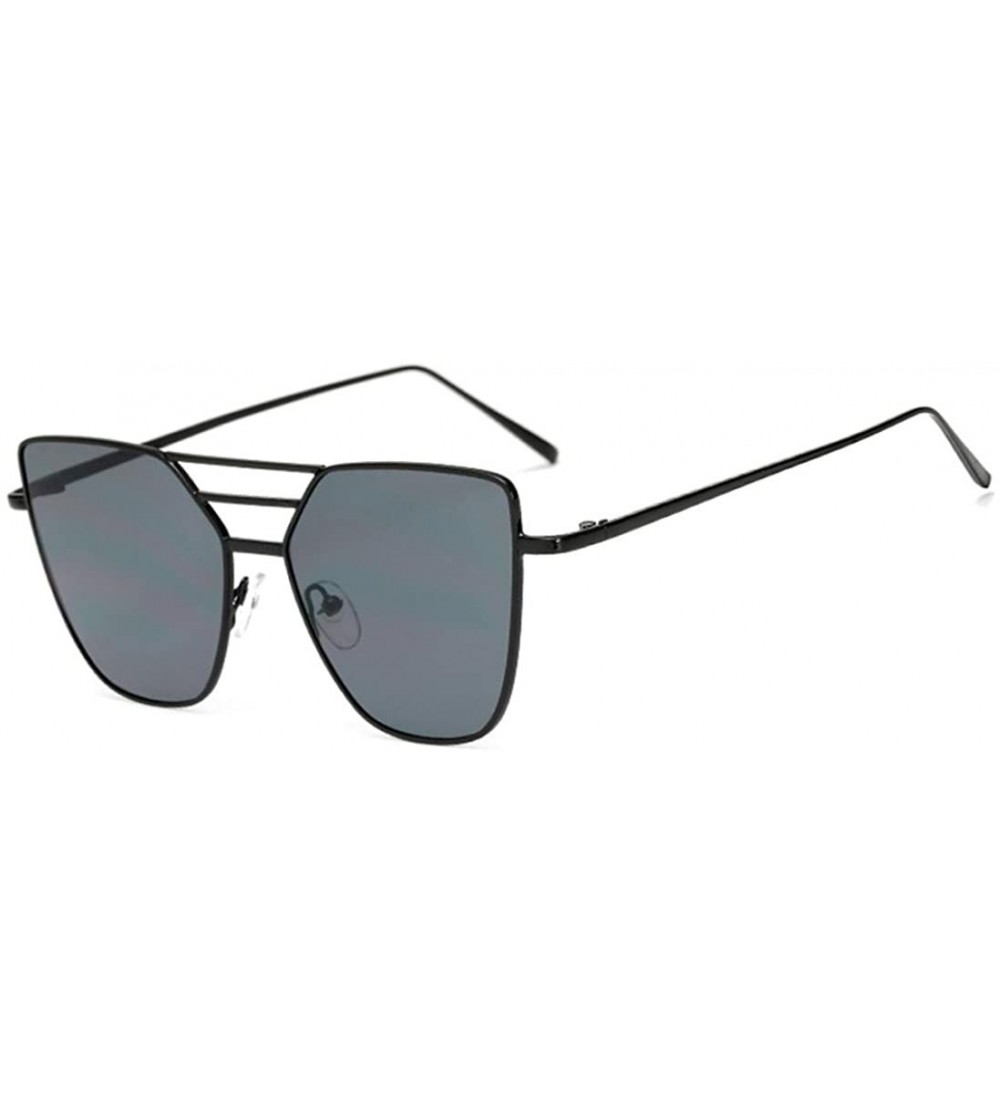 Aviator Unisex Fashion7 Colors Vintage Irregular Aviator Mirror Sunglasses (Black) - CY18G4C30YW $17.73
