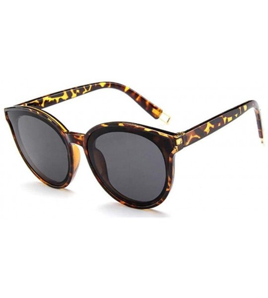 Aviator Luxury Vintage Round Sunglasses Women Brand Designer 2019 Cat Eye Leopard - Pink - CU18Y3O5UAR $17.22