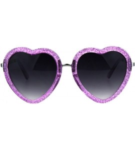 Round Womens Retro Valentine Love Glitter Plastic Heart Sunglasses - Purple - CH185R7GKZD $18.89