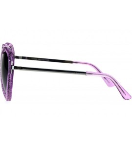 Round Womens Retro Valentine Love Glitter Plastic Heart Sunglasses - Purple - CH185R7GKZD $18.89