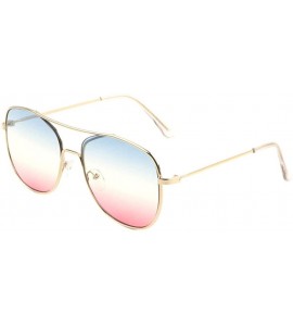 Aviator Triple Oceanic Color Flat One Piece Rim Aviator Sunglasses - Blue Pink - C8190I2E833 $27.57