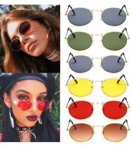 Oval Women Oval Sunglasses Ellipse Frame Vintage Glasses Trendy Fashion Retro Shades - Gold Frame + Tea Color Lens - CZ18NY7T...