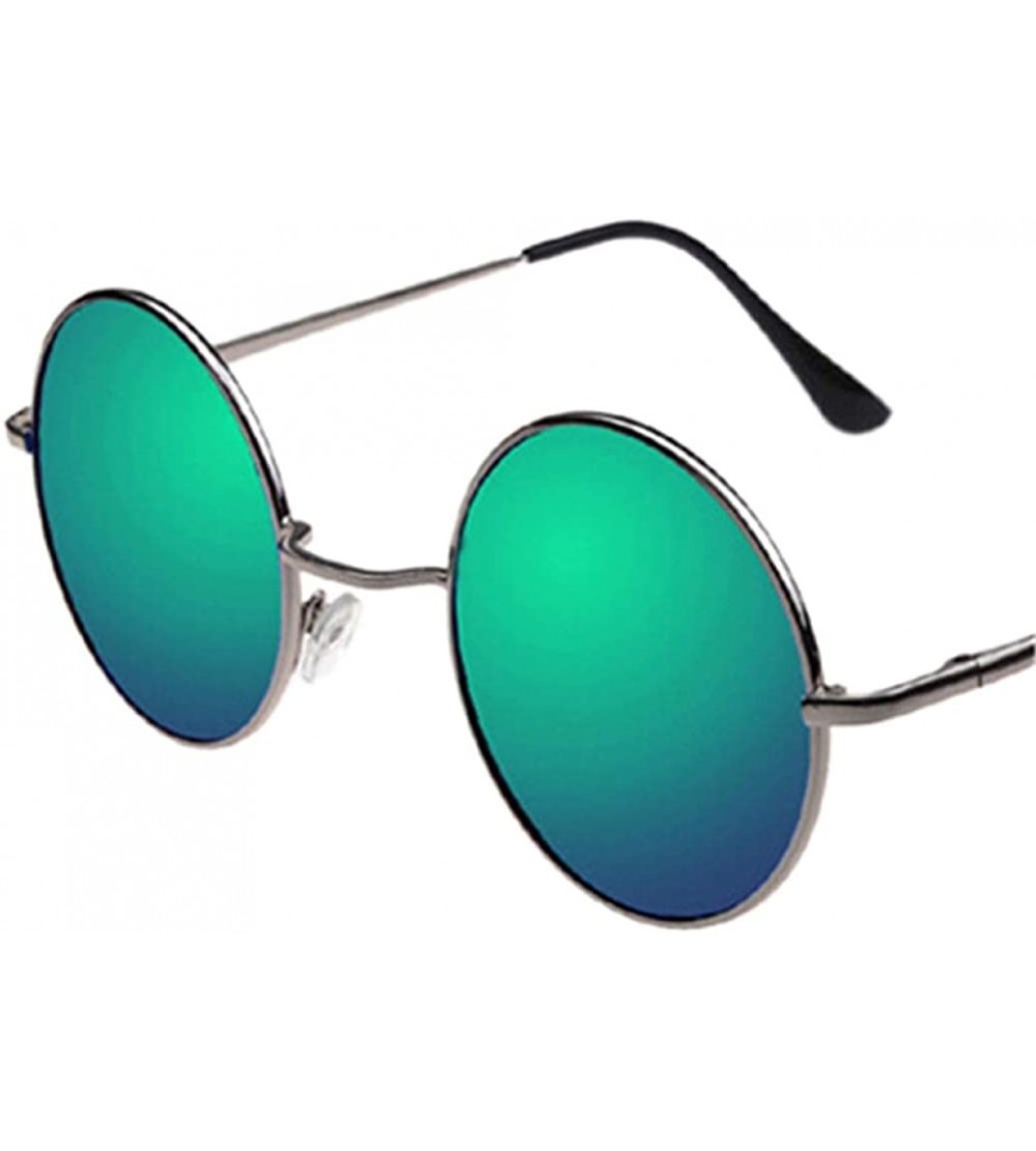 Wayfarer Round Sunglasses Women Vintage Silver Frame Unisex Sun Glasses Anti UV/Ray Retro Eyewear - A4066-5 - C818U46GM4Y $24.57