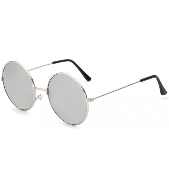 Wayfarer Round Sunglasses Women Vintage Silver Frame Unisex Sun Glasses Anti UV/Ray Retro Eyewear - A4066-5 - C818U46GM4Y $24.57