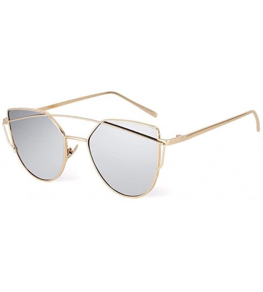 Aviator Cat Eye Women Sunglasses Women Brand Design Mirror Flat Rose Gold Vintage 1 - 4 - CY18XDW633X $18.35