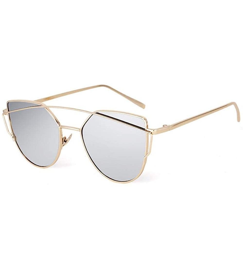 Aviator Cat Eye Women Sunglasses Women Brand Design Mirror Flat Rose Gold Vintage 1 - 4 - CY18XDW633X $18.35