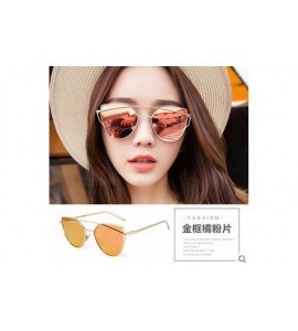 Aviator Cat Eye Women Sunglasses Women Brand Design Mirror Flat Rose Gold Vintage 1 - 4 - CY18XDW633X $18.35