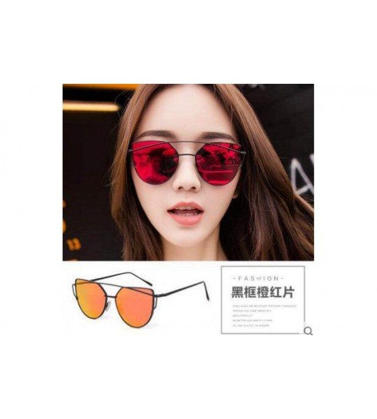 Aviator Cat Eye Women Sunglasses Women Brand Design Mirror Flat Rose Gold Vintage 1 - 4 - CY18XDW633X $18.35