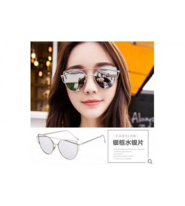 Aviator Cat Eye Women Sunglasses Women Brand Design Mirror Flat Rose Gold Vintage 1 - 4 - CY18XDW633X $18.35