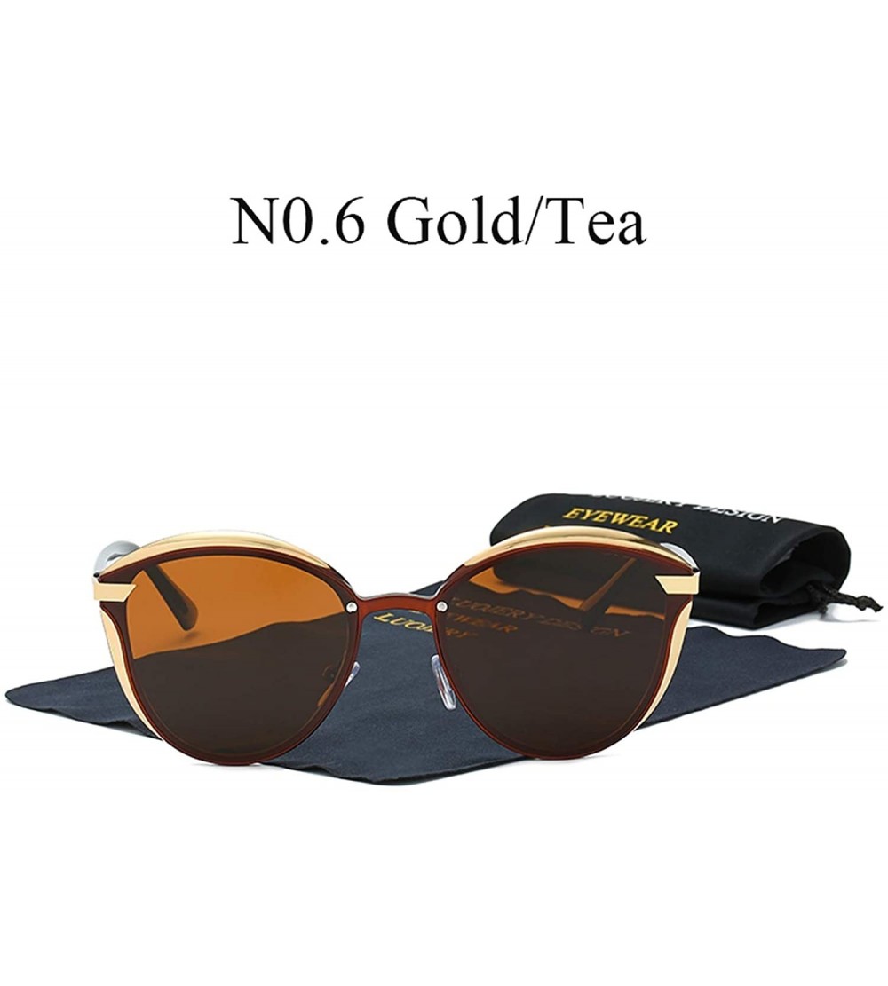 Oversized Luxury Brand Cateye Polarized Sunglasses Women Vintage designer Cat Eye Ladies Sun Glasses - N0.6 Gold Tea - CR18W8...