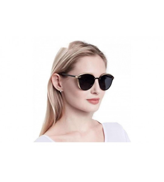 Oversized Luxury Brand Cateye Polarized Sunglasses Women Vintage designer Cat Eye Ladies Sun Glasses - N0.6 Gold Tea - CR18W8...