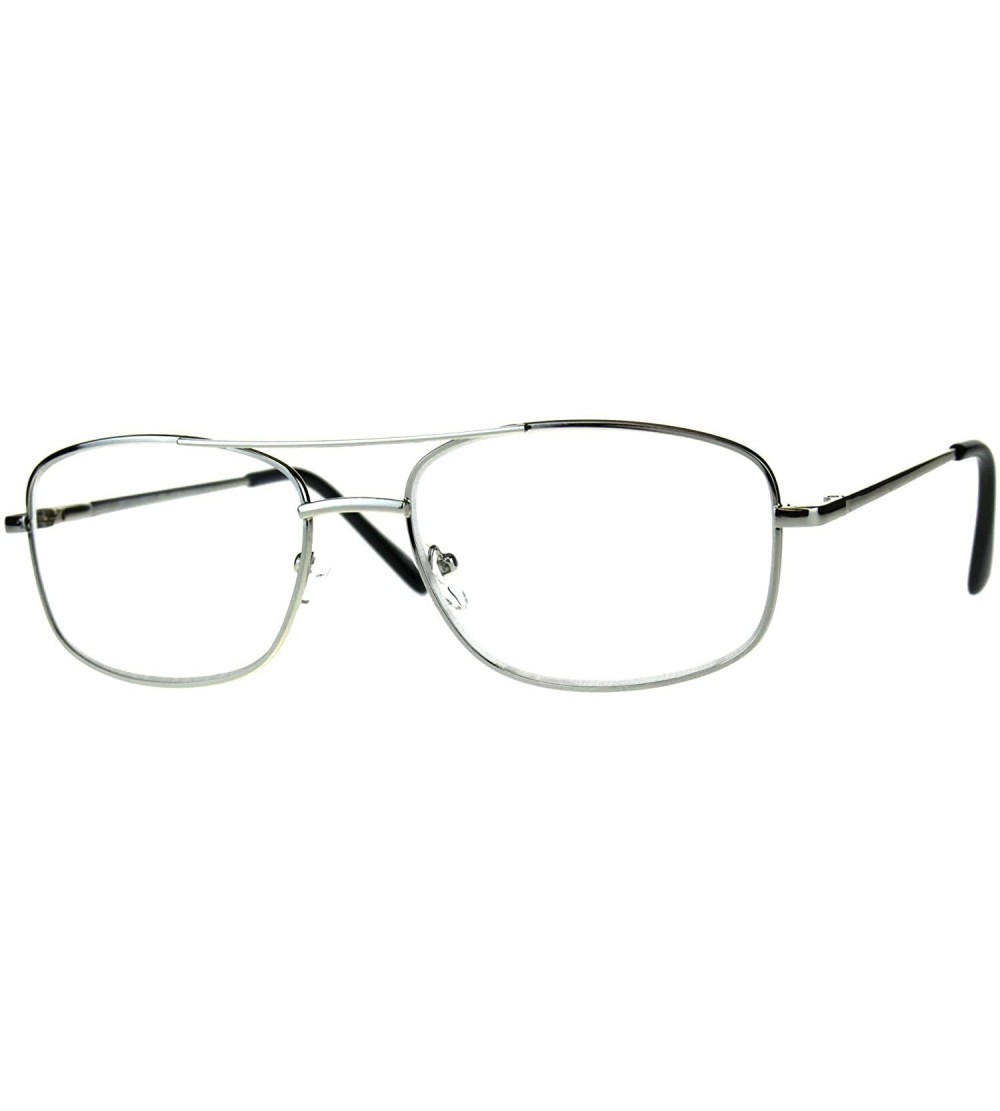 Rectangular Clear Lens Glasses With Bifocal Reading Lens Metal Rectangular Spring Hinge - Silver - CC18EEXCXTX $19.14