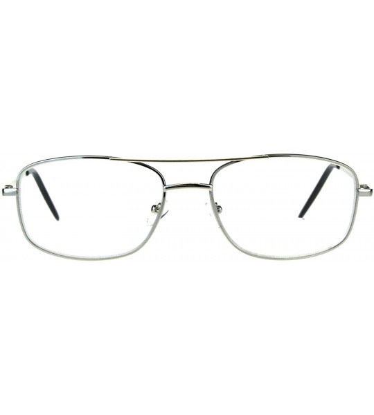 Rectangular Clear Lens Glasses With Bifocal Reading Lens Metal Rectangular Spring Hinge - Silver - CC18EEXCXTX $19.14