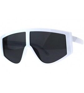 Shield Super Oversized Goggle Style Sunglasses Arched Top Shield Fashion Shades - White (Black) - C618CUKQN8N $22.09