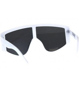 Shield Super Oversized Goggle Style Sunglasses Arched Top Shield Fashion Shades - White (Black) - C618CUKQN8N $22.09