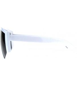 Shield Super Oversized Goggle Style Sunglasses Arched Top Shield Fashion Shades - White (Black) - C618CUKQN8N $22.09