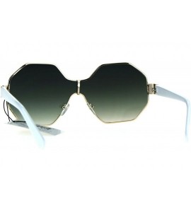 Shield Funky Octagonal Shield Retro Oversize Womens Fashion Sunglasses - Green Smoke - CI184ET4375 $23.05