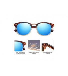 Rimless Retro Semi Rimless Polarized Sunglasses Horn Rimmed UV400 Glasses SJ5018 - C08 Tortoise Frame/Blue Mirrored Lens - C6...