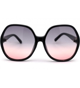 Butterfly Womens Minimal Oversize Round Butterfly Designer Sunglasses - Black Grey Pink - C11956Y6EMM $24.05