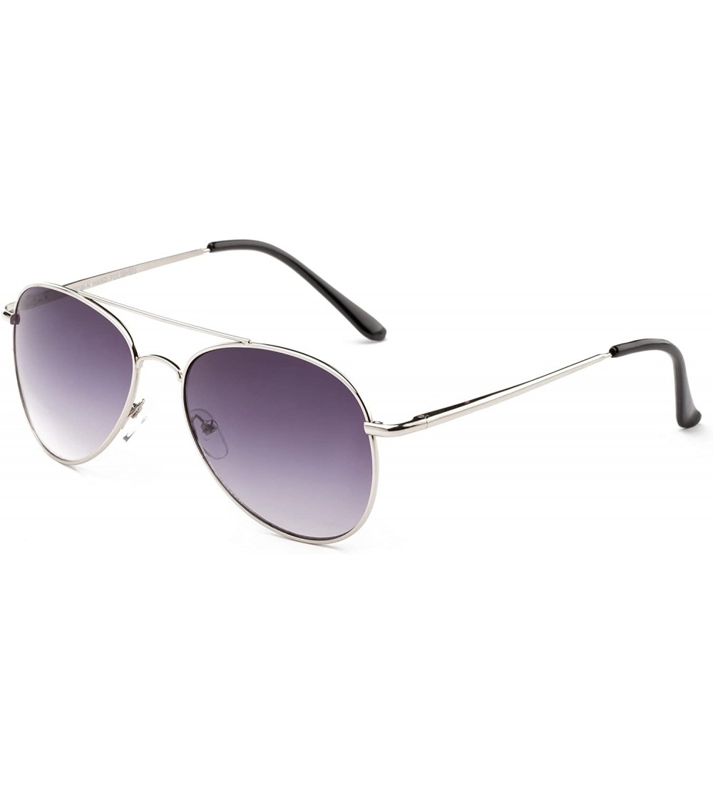 Aviator "Classik" Classic Pilot Style Sunglasses with Gradient Lenses - Silver/Black - C612MF2YE63 $18.08