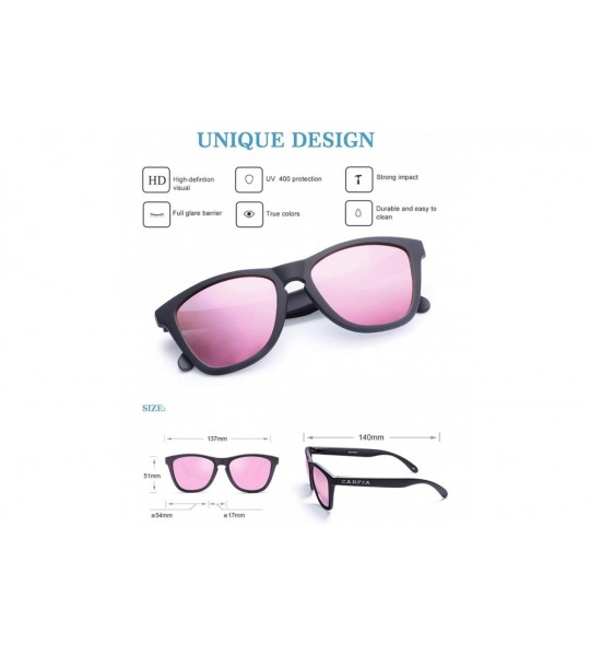 Square Classic Lightweight Polarized Sunglasses for Women and Men 100% UV400 Protection CA007 - Pink Mirror - CQ197IKUIY4 $25.47