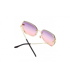 Square Square Sunglasses for Women Fashion Metal Frame Flat Lens Sun Glasses UV 400 Protection - Pink - CV194OQ2ZDC $25.88