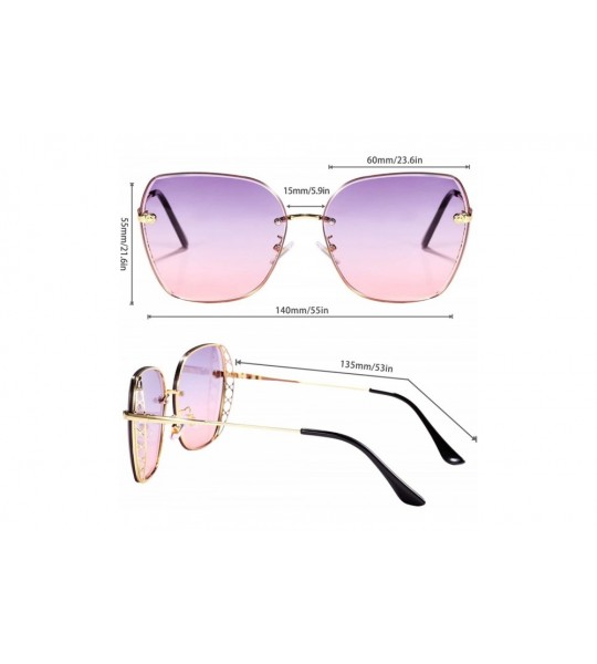 Square Square Sunglasses for Women Fashion Metal Frame Flat Lens Sun Glasses UV 400 Protection - Pink - CV194OQ2ZDC $25.88