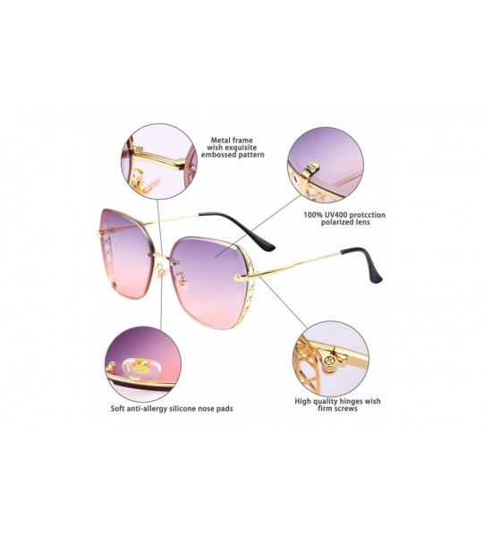 Square Square Sunglasses for Women Fashion Metal Frame Flat Lens Sun Glasses UV 400 Protection - Pink - CV194OQ2ZDC $25.88