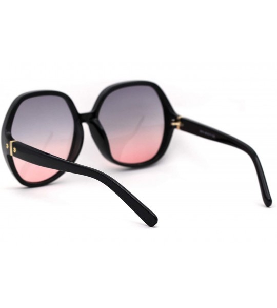 Butterfly Womens Minimal Oversize Round Butterfly Designer Sunglasses - Black Grey Pink - C11956Y6EMM $24.05