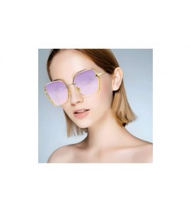 Square Square Sunglasses for Women Fashion Metal Frame Flat Lens Sun Glasses UV 400 Protection - Pink - CV194OQ2ZDC $25.88