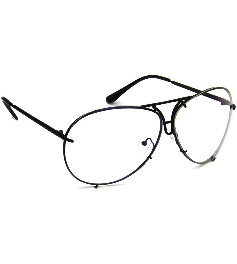 Oversized Aviator Oversized Large Clear Lens Twirl Eyeglasses Metal Women Men Sunglasses - Large Black + Clear Lens - CX18EN0...
